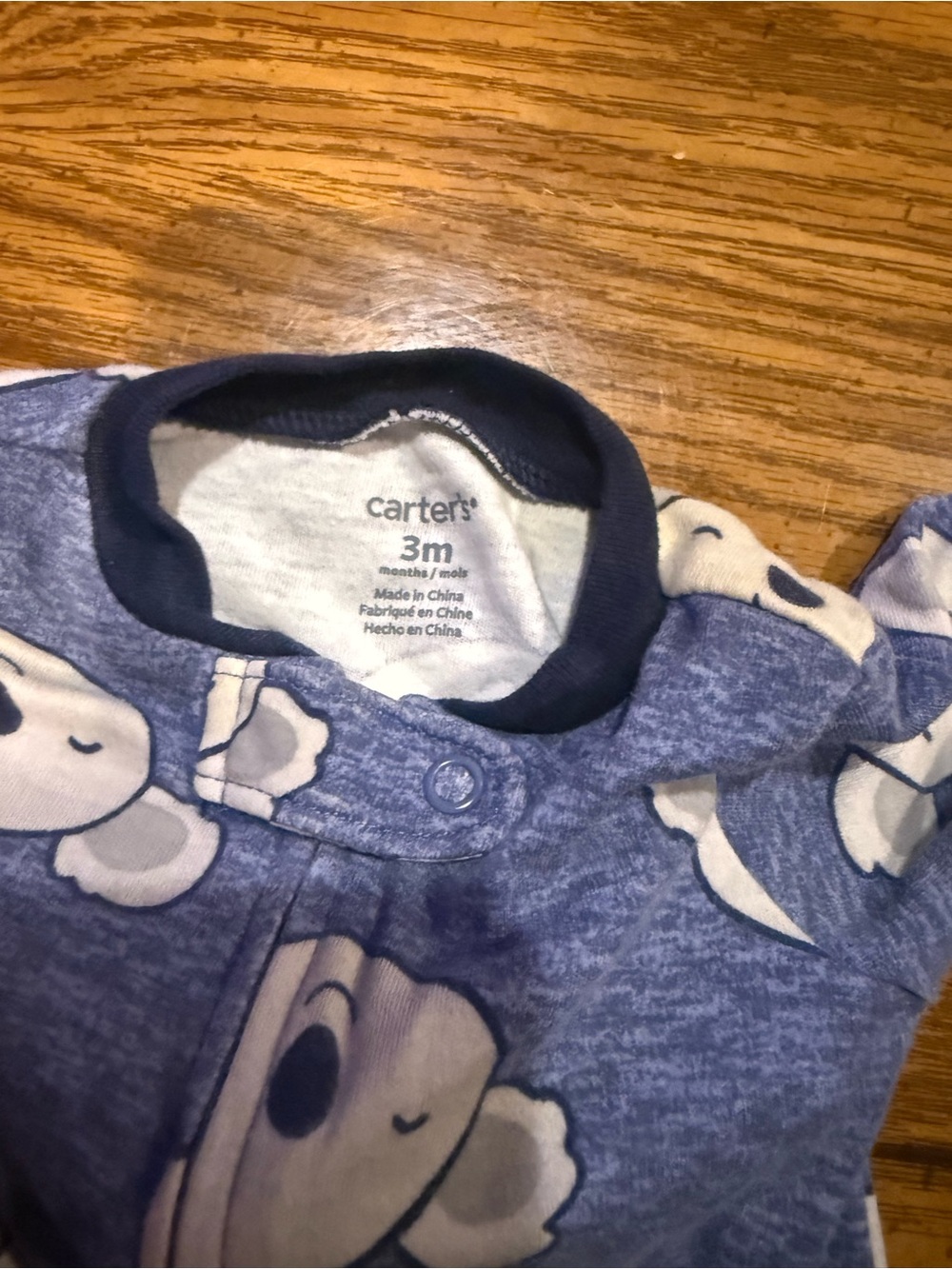 6 for $10 Blue Koala Print Kids One-Piece Footed Pajamas - Picture 2 of 2